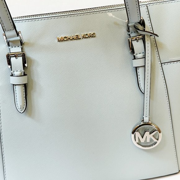 Michael Kors Charlotte Large Top Zip Shoulder Tote Bag Vista Blue - Picture 7 of 11